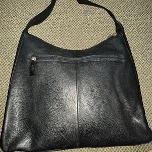The Sak Black Leather Handbag w/ Silver Hardware